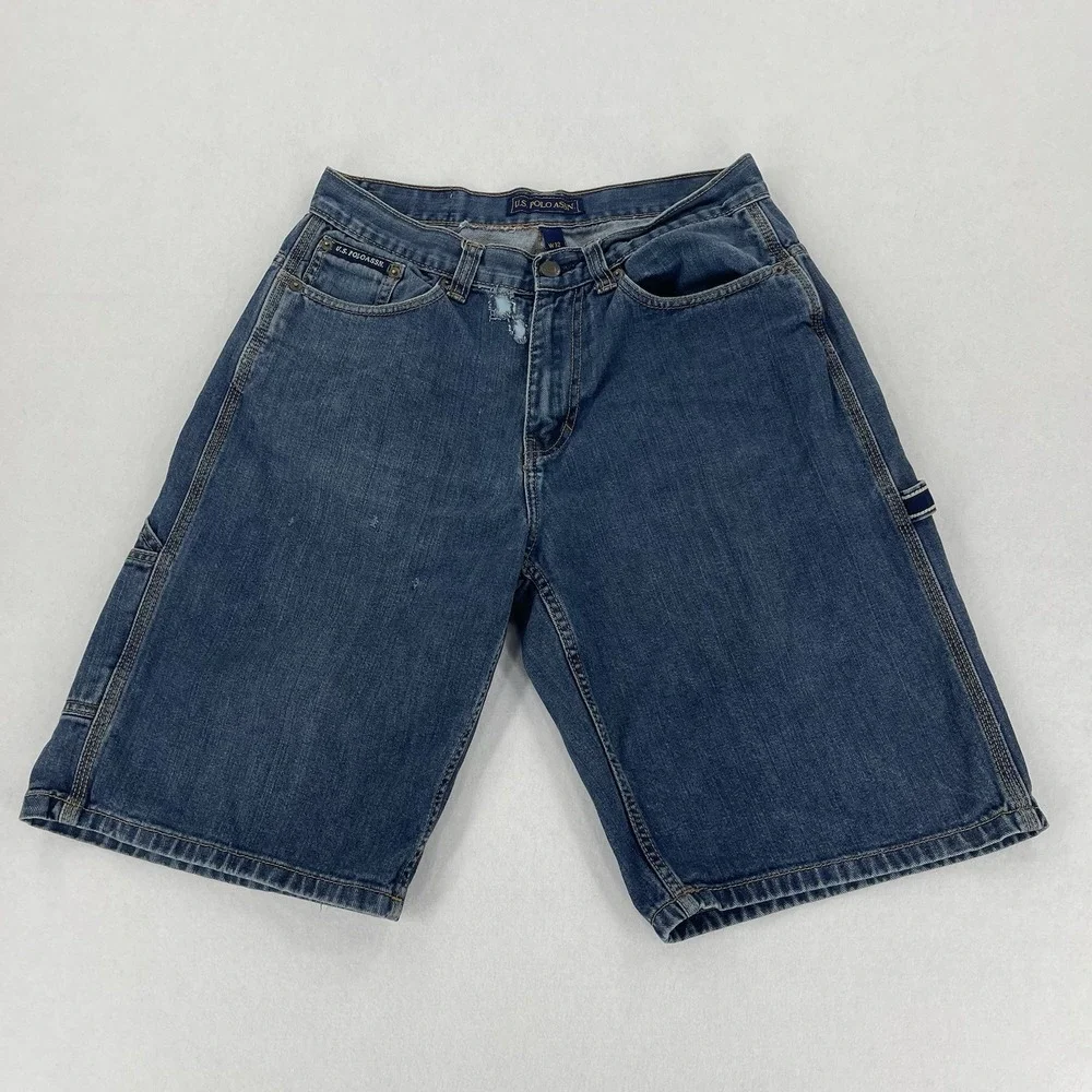 U.S. Polo Assn. Jorts Mens 32 Blue Denim Carpenter Baggy Skater Grunge Y2K